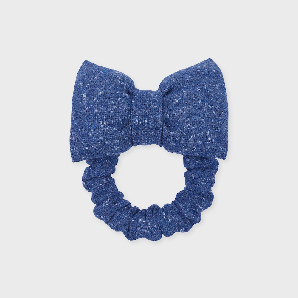 wool padding ribbon hair scrunchie blue