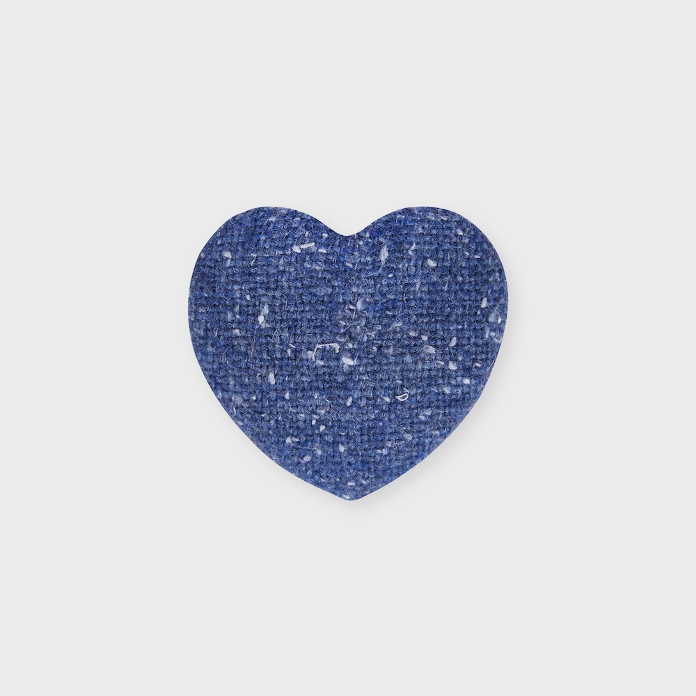 wool heart hair pin blue